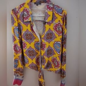Haute Hippie Yellow Paisley Button-Down Shirt